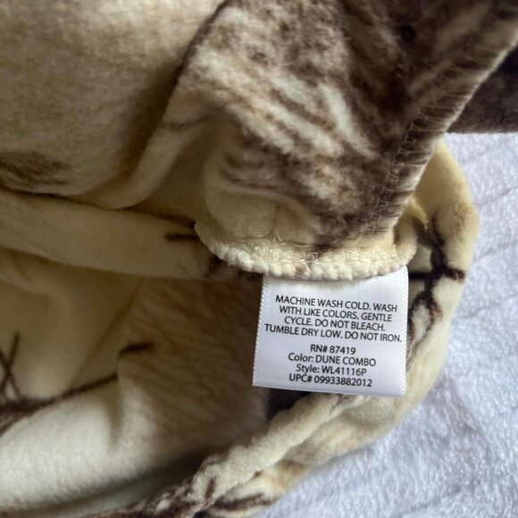 Size Large (12-14) White Stag Beige & Brown Full Zip Fleece - Picture 4 of 7